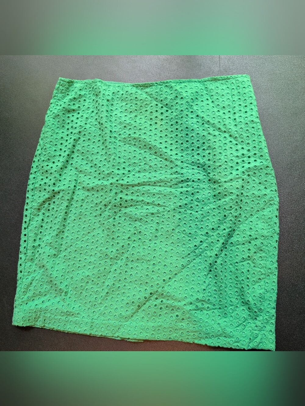 Max Studio Bright Green Eyelet Pencil Skirt
